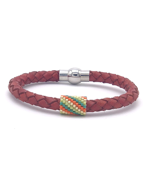 Fashion Color Beizhu Stainless Steel Leather Braided Bracelet