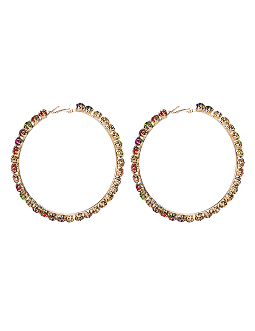 Fashion 7th Color Acrylic Large Circle Diamond Earrings