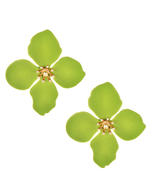Fashion Green Alloy Flower Earrings