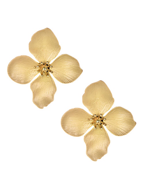 Fashion Golden Alloy Flower Earrings