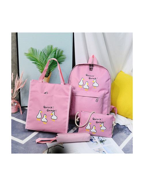 Fashion Pink Backpack Four-piece Suit
