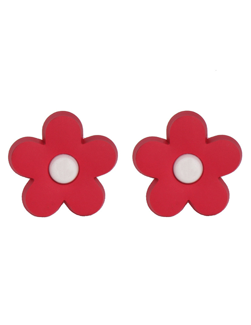 Fashion Red Soft Ceramic Flower Earrings