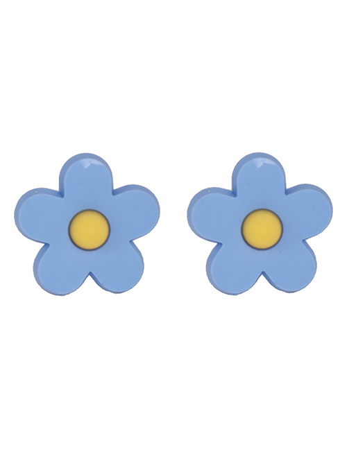 Fashion Blue Soft Ceramic Flower Earrings