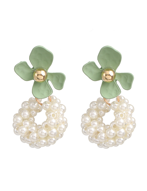 Fashion Green Budo Pearl Geometric Earrings