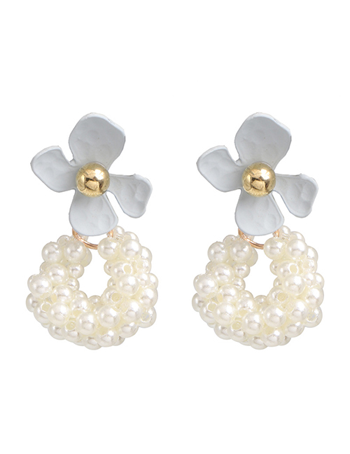 Fashion White Budo Pearl Geometric Earrings