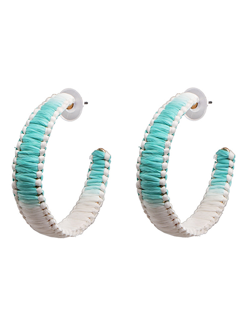 Fashion Blue Braided Lafite C-shaped Earrings