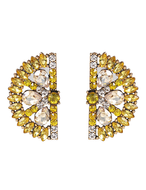 Fashion Yellow Glass Diamond Orange Earrings