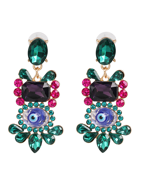 Fashion Color Geometric Eye Diamond Earrings