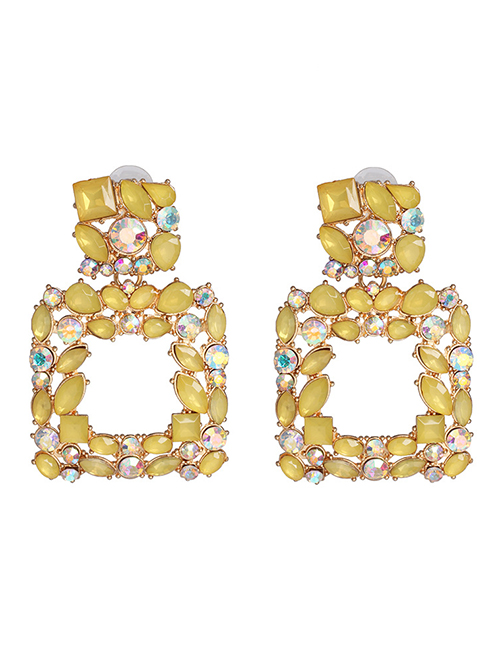 Fashion Yellow Geometric Diamond Earrings