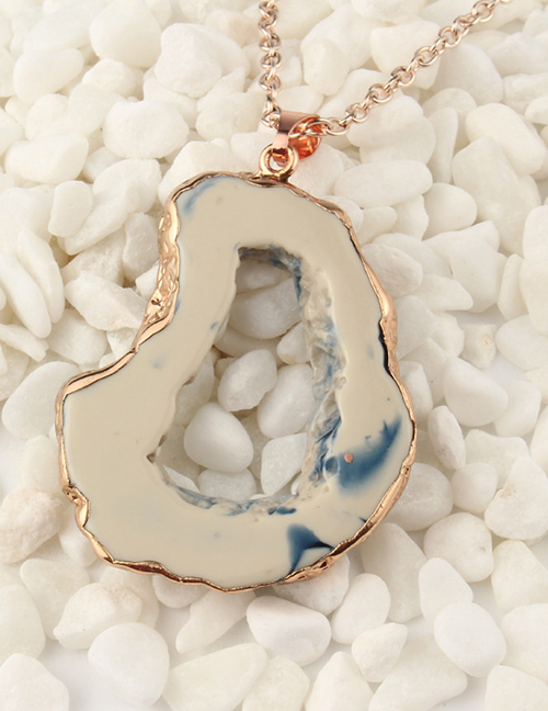 Fashion Rice Blue Imitation Natural Stone Hollow Resin Necklace