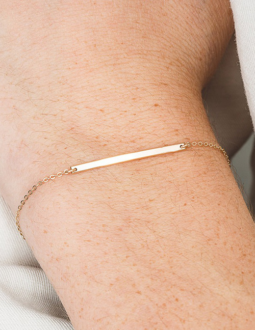 Fashion Gold Stainless Steel Geometric Rectangular Bracelet