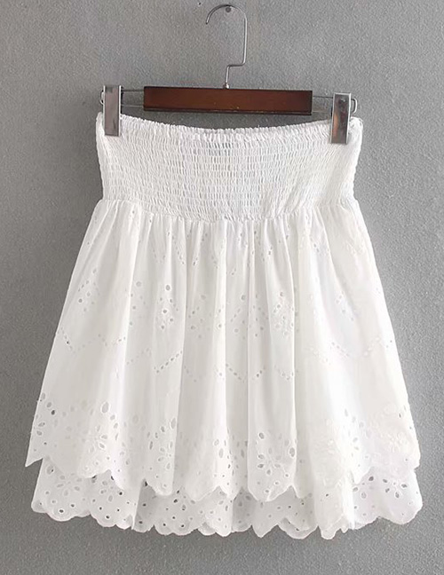 Fashion White Openwork Embroidered Skirt