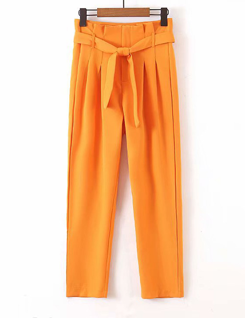 Fashion Orange Strap Straight Pants