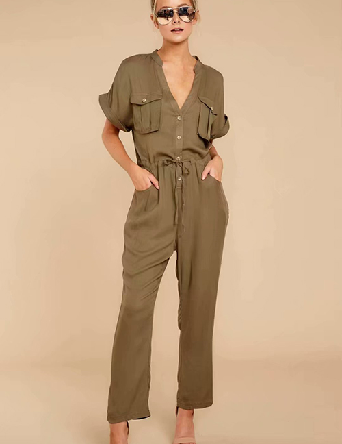 Fashion Army Green Tooling Jumpsuit
