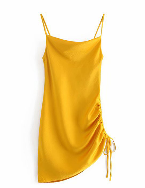 Fashion Yellow Drawstring Harness Dress