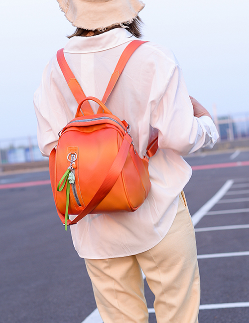 Fashion Orange Soft Leather Backpack