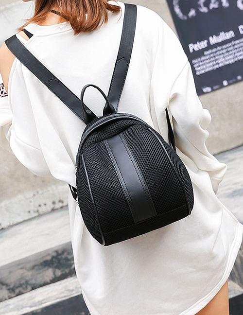 Fashion Black Woven Mesh Backpack