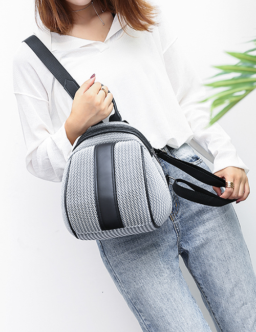 Fashion Gray Woven Mesh Backpack