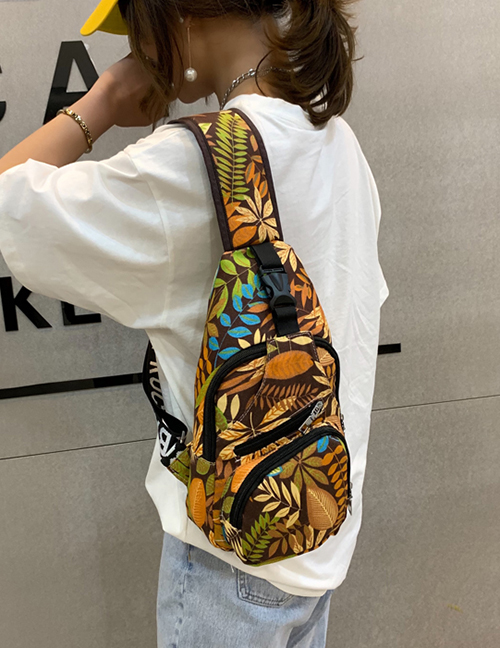 Fashion Yellow Leaf Print Shoulder Crossbody Bag