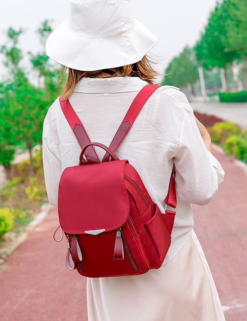 Fashion Red Oxford Bracket Backpack