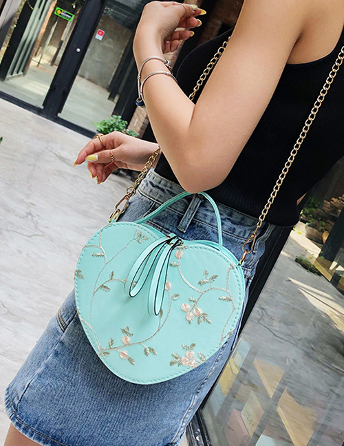 Fashion Green Crossbody Chain Lace Embroidered Shoulder Tote
