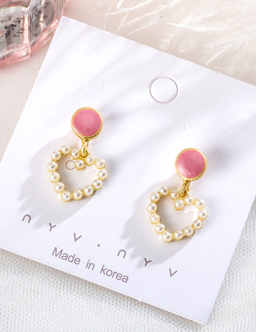Fashion Pink Love Millet Beads Earrings
