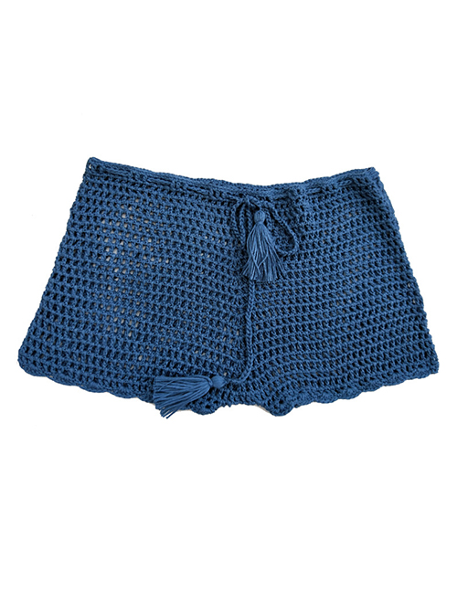 Fashion Blue Lace-knit Boxer Short-sleeved Swim Trunks