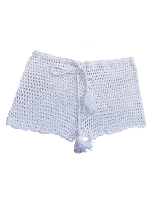 Fashion White Lace-knit Boxer Short-sleeved Swim Trunks