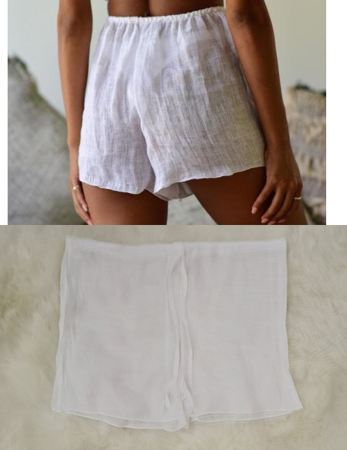 Fashion White Cotton Sliver Shorts