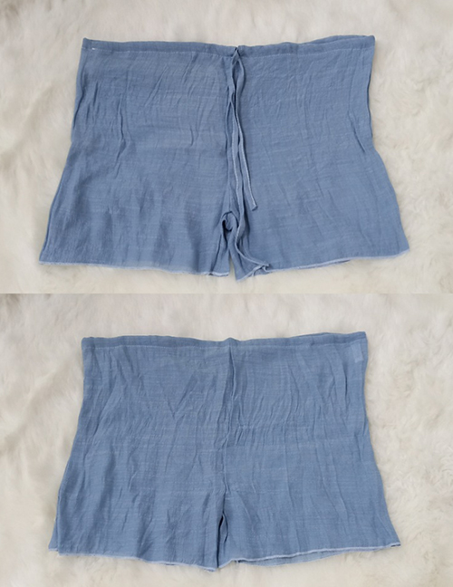 Fashion Light Blue Cotton Sliver Shorts