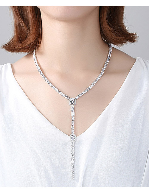 Fashion Platinum Zirconium Necklace