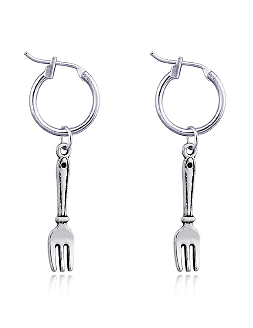 Fashion Fork Stainless Steel Open Earrings