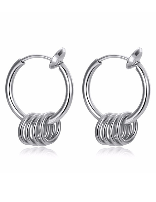 Fashion Circle Stainless Steel Non-open Pattern Earrings