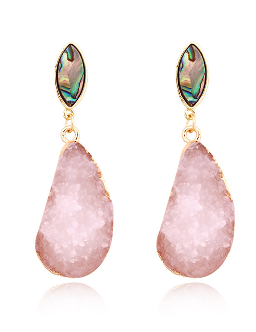 Fashion Pink Imitation Natural Stone Geometric Resin Earrings
