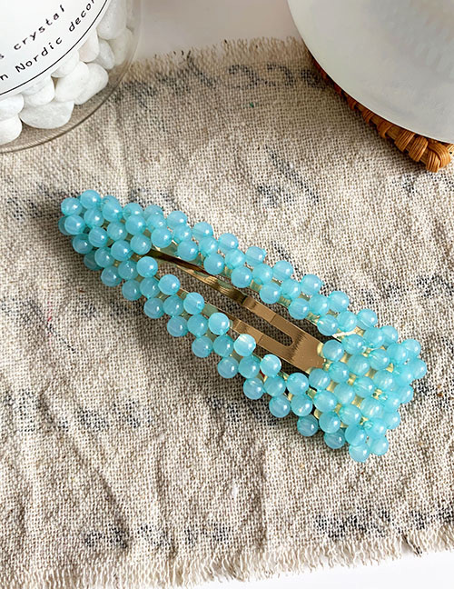 Fashion Blue Alloy Resin Beads Triangle Hairpin