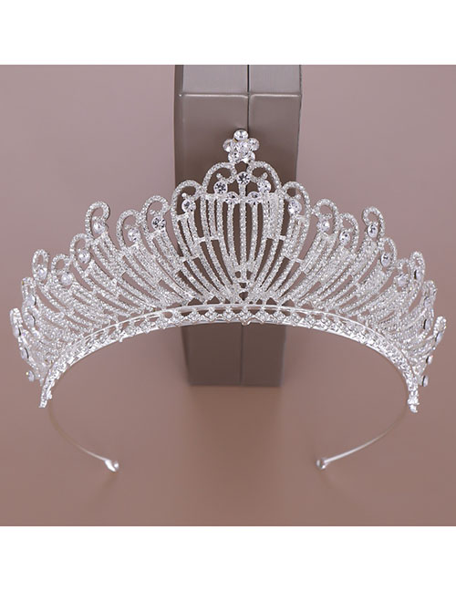 Fashion Silver Large Crystal Crown Headband