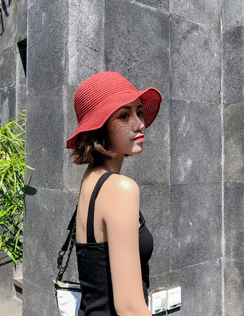 Fashion Red Mesh Fisherman Hat