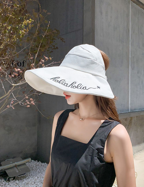 Fashion White Embroidered Letter Top Hat