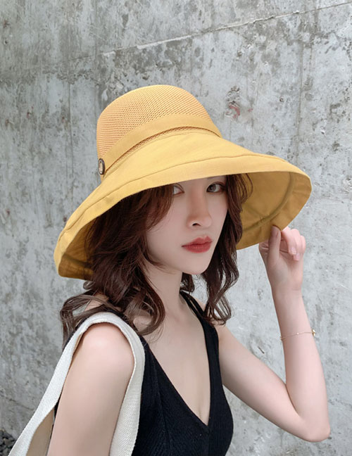 Fashion Single Layer Yellow Oversized Double-sided Fisherman Hat
