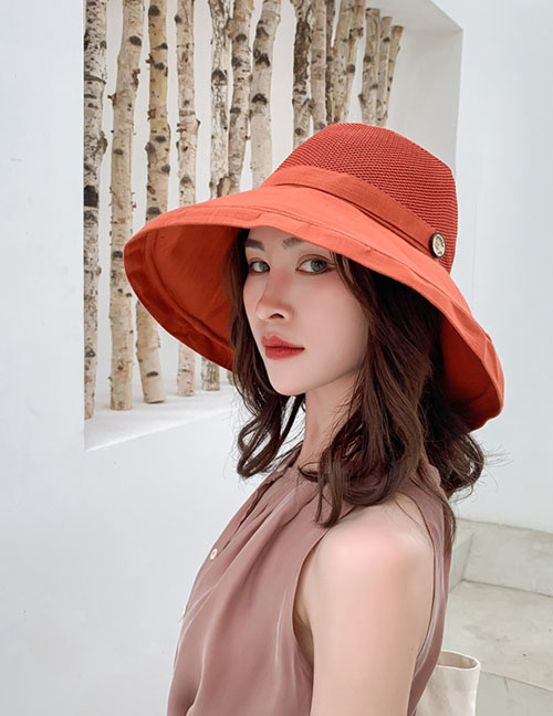 Fashion Single Layer Of Orange Oversized Double-sided Fisherman Hat