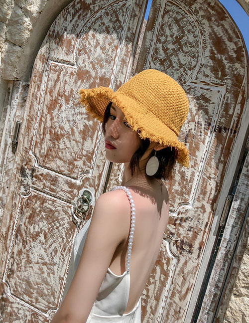 Fashion Yellow Raw Fisherman Hat