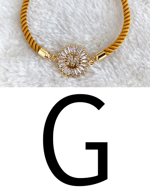 fashion yellow Copper Inlaid Zircon Rope Letter G Bracelet