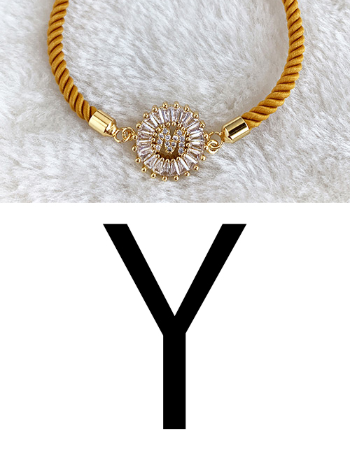 fashion yellow Copper Inlaid Zircon Rope Letter Y Bracelet
