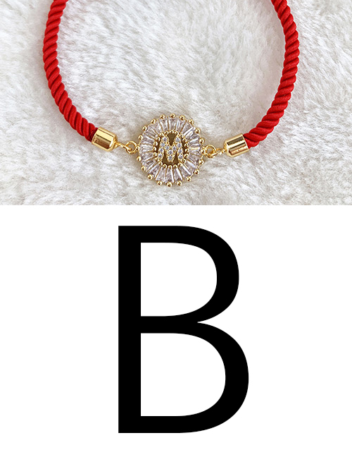 fashion red Copper Inlaid Zircon Rope Letter B Bracelet
