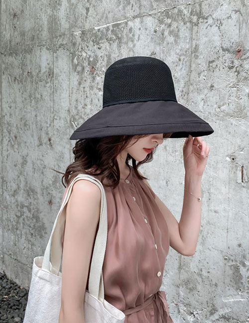 Fashion Black Foldable Big Hat Sun Hat