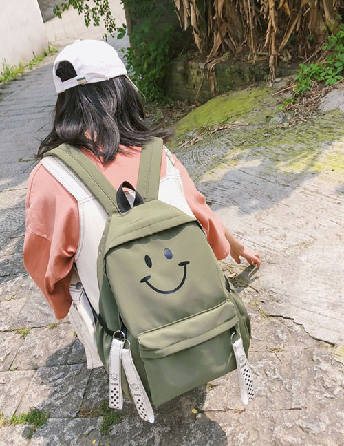 Fashion Green Cartoon Smiling Backpack