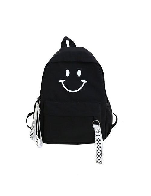 Fashion Black Cartoon Smiling Backpack
