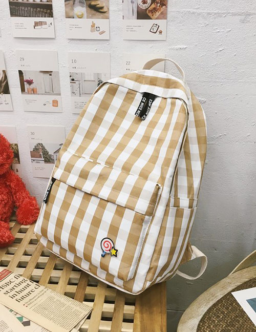 Fashion Khaki Lollipop Plaid Backpack