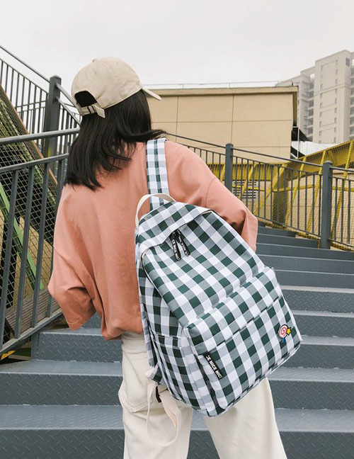 Fashion Green Lollipop Plaid Backpack