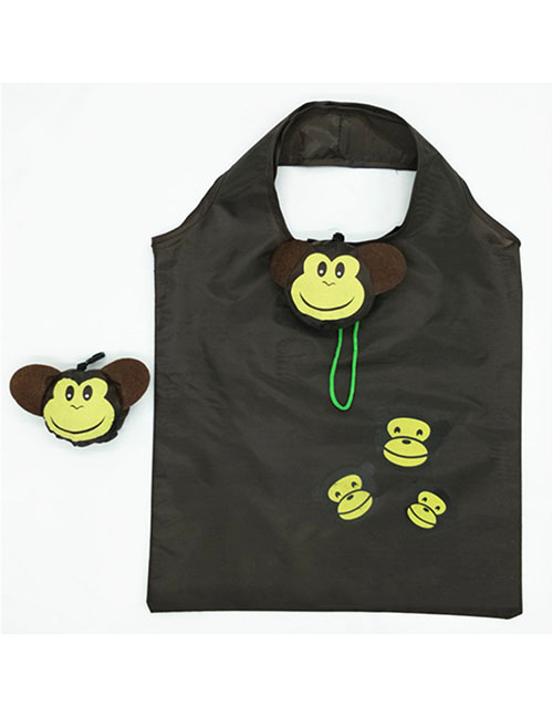 Fashion Monkey Polyester Cartoon Folding Green Shopping Bag